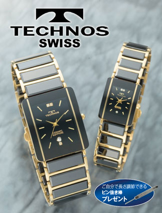 TECHNOS（テクノス）セラミックサファイア　ブラック×ゴールド(23-0268）[ペア] e通販.com