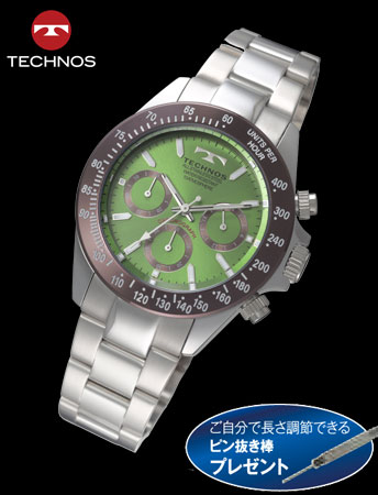 TECHNOS（テクノス）クロノグラフクールリミテッド（ブライトグリーン）(23-0656）[メンズ] e通販.com