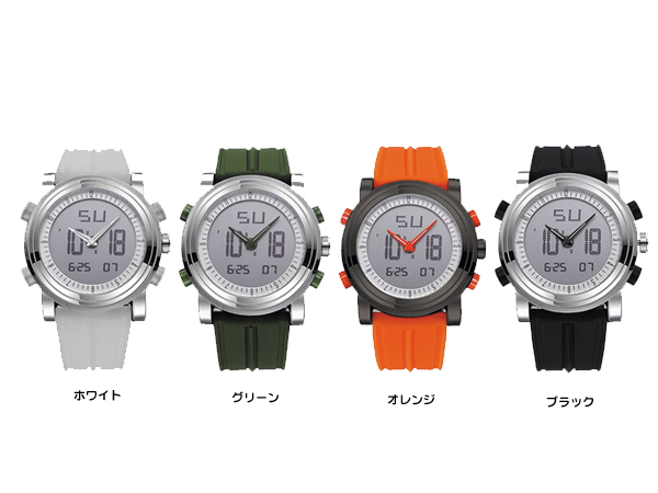sinobiデュアルタイムウォッチ(H0020）[男性用/オレンジ] e通販.com