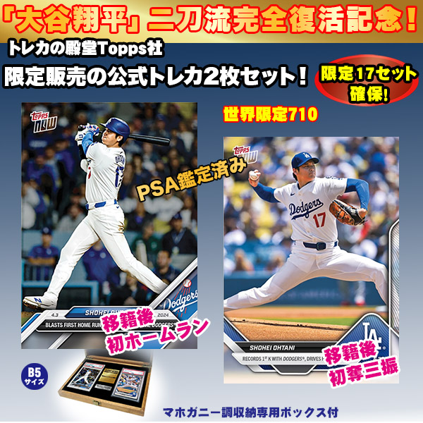 大谷翔平トレーディングカード2枚セット豪華木製BOX付きセット(ドジャース初本塁打&初奪三振)(26-0944) e通販.com